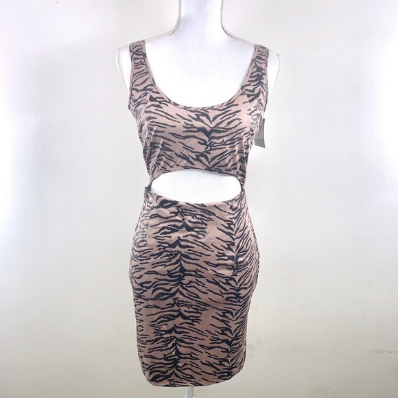 FOREVER21 FAUX SUEDE ANIMAL PRINT CUTOUT DRESS - Picture 2 of 6